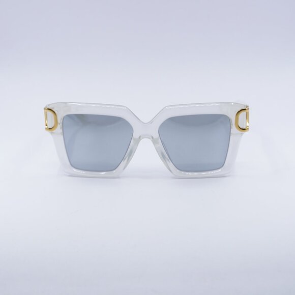 Valentino V-UNO VLS-107C Sunglasses Transparent Square Frame, Grey Lenses main image 6